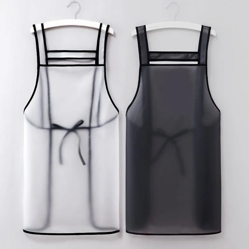 Kitchen Apron Waterproof Transparent Ladies Men Home Aprons Wipeable Oil Resistant Baking Accessories BBQ Restaurant Cafe Aprons