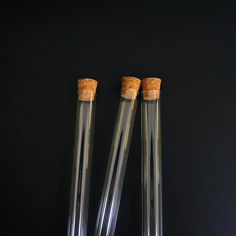 5pcs/lot 20x200mm Flat Bottom Glass Test Tube with Corks High Temperature and Pressure Resistance Lab Glass Tube