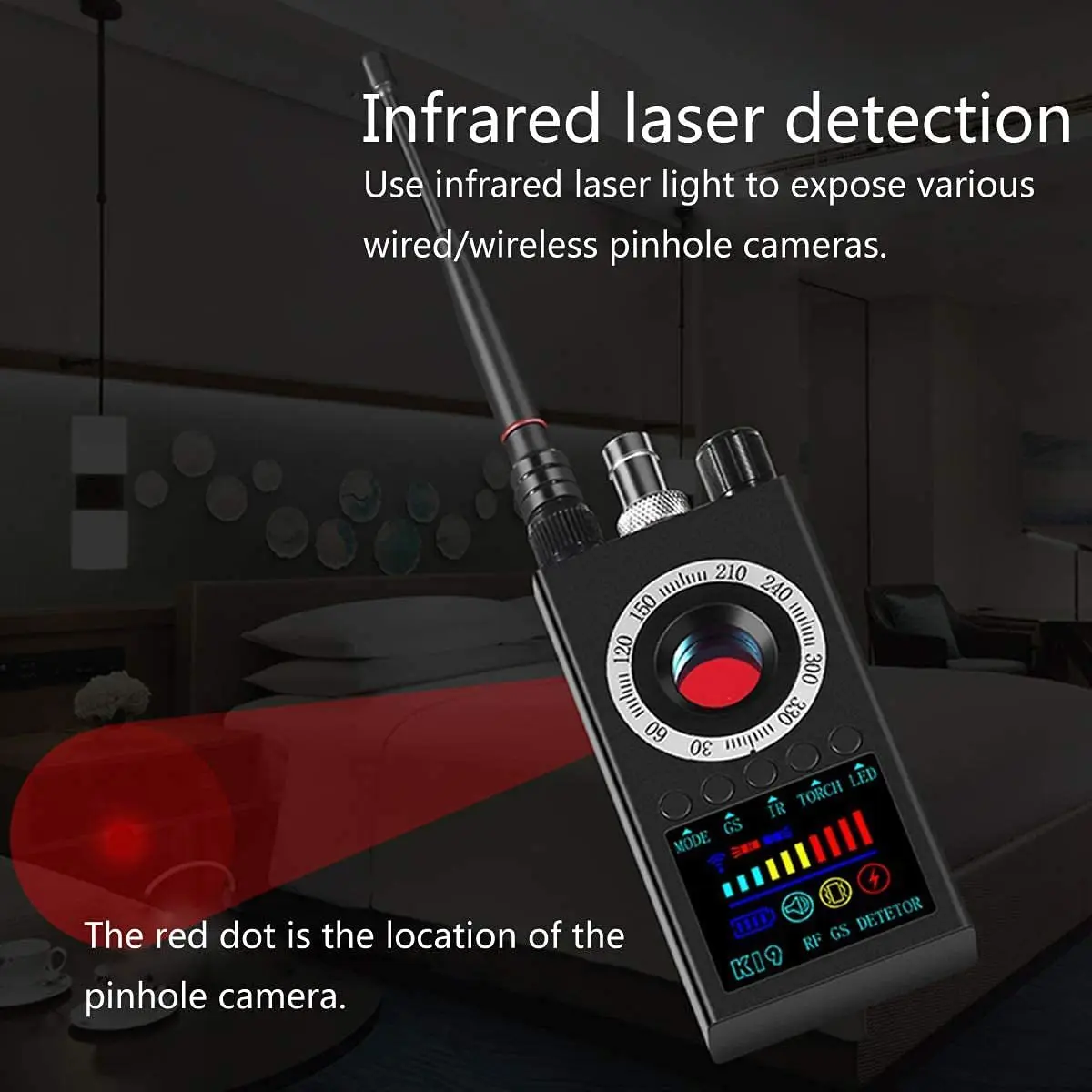 

K19 Home Bus Hotel Anti Eavesdropping Monitoring GPS Positioning Infrared Camera Automatic Scanning Wireless Signal Detector