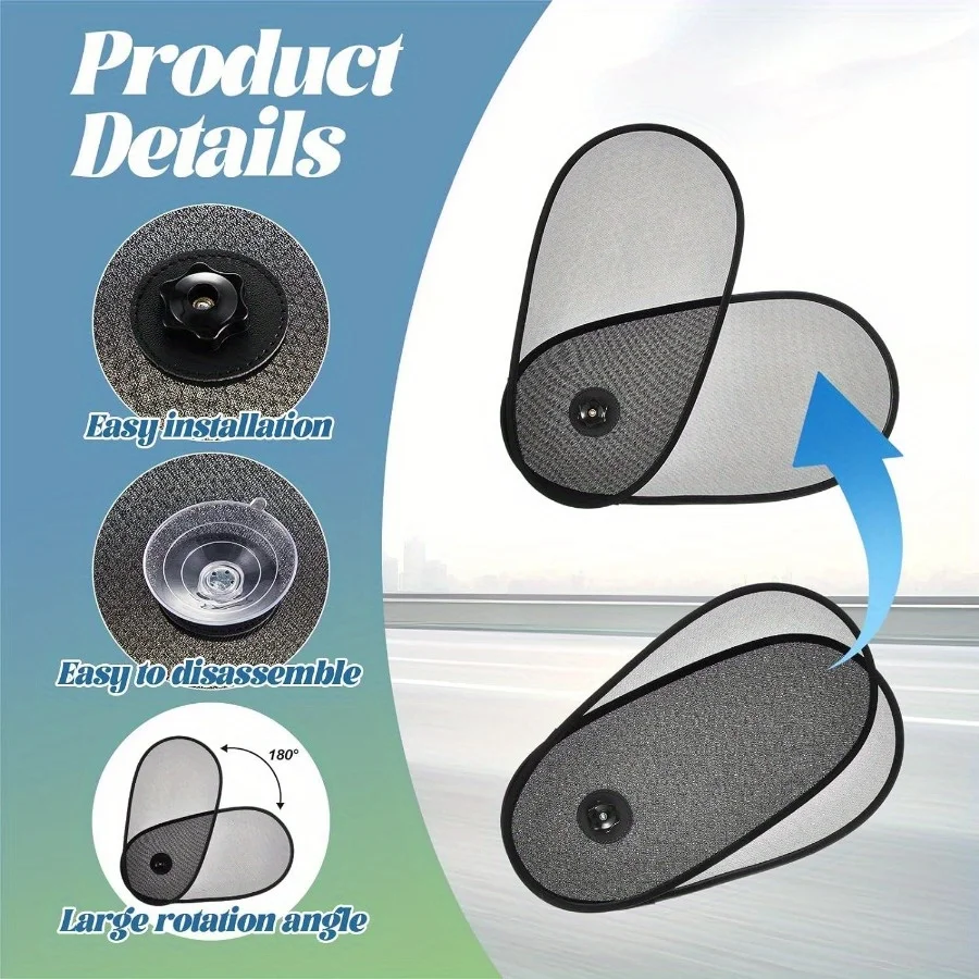 1/2 Pairs  Car Side Window Sunshade Adjustable Rotatable PVC Cover Heat Insulation  Anti UV Summer Auto Sun Protection Shield