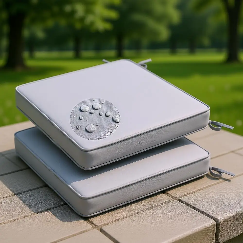 

18 Inch Waterproof Square Patio Chair Cushions with Ties, Set of 2, Grey for Indoor and Outdoor Use