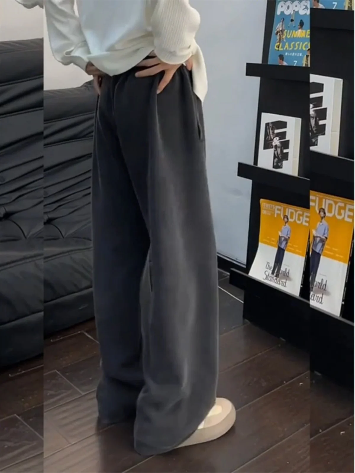 

Washed Vintage Heavyweight Straight Leg Sweatpants Drapey Wide Leg Knife Pants Men's Autumn Winter American Retro Casual Pants