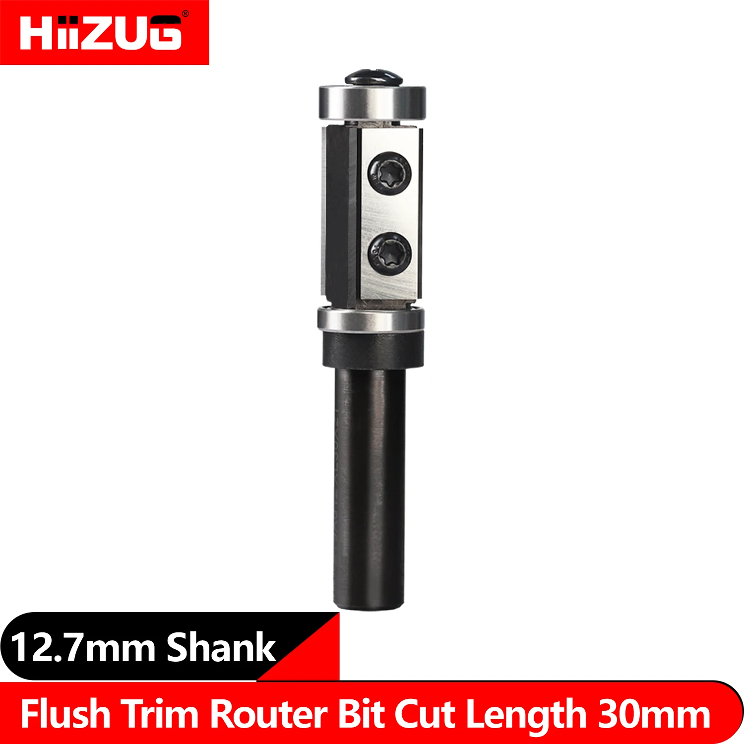 1/2 Inch 12.7mm Shank Spiral Flush Trim Router Bit Top Bottom Double Bearings for Pattern Template Carbide Insert Cutter