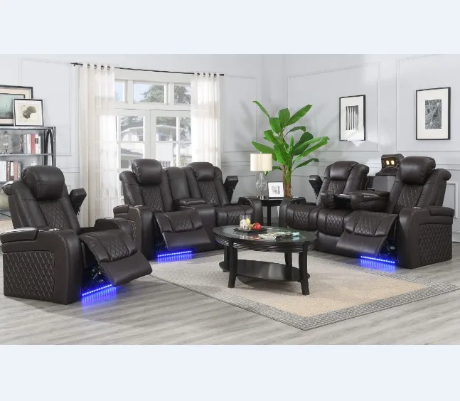 

#3 Piece Couch Living Room Power Reclining Sofa Set Furniture Genuine Leather Home Cinema Sofa