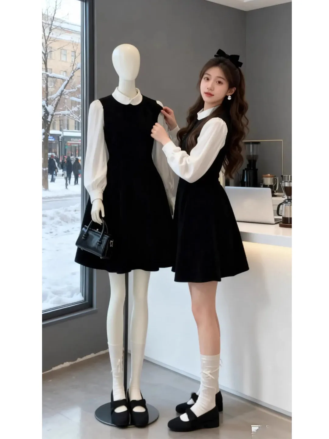 

Модный корейский комплект из двух предметов: юбка и топ больших размеров в стиле преппи для полных женщин. Новинка весенней коллекции.