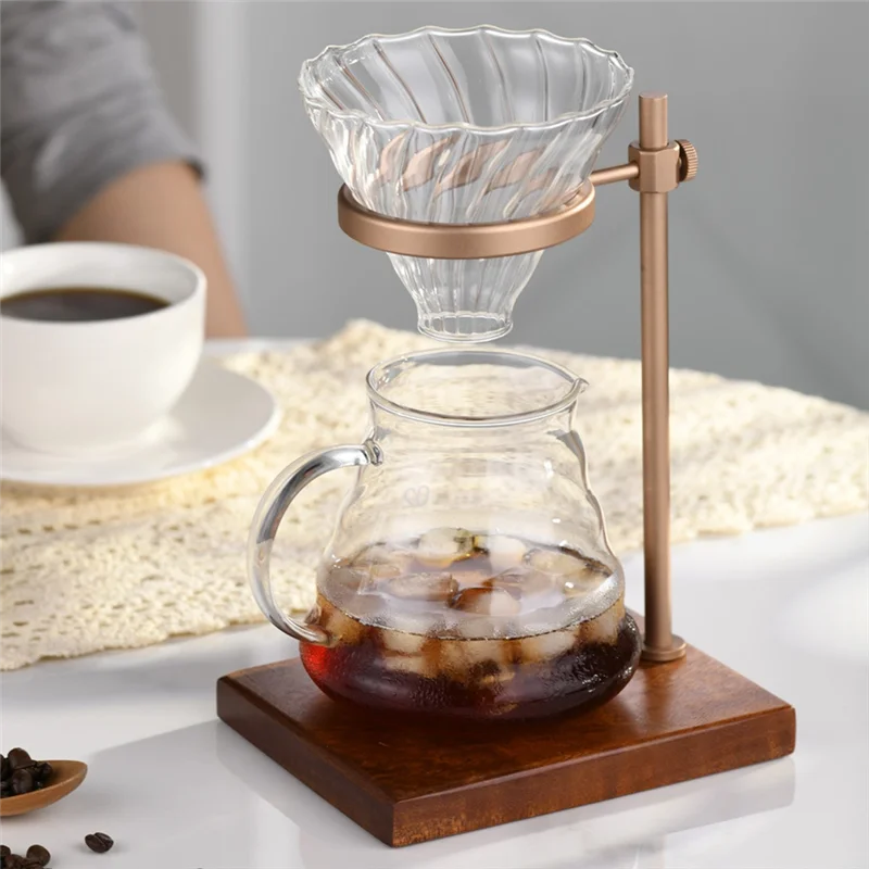 STER-estación de gotero de café con Base de madera, soporte ajustable para filtro de café