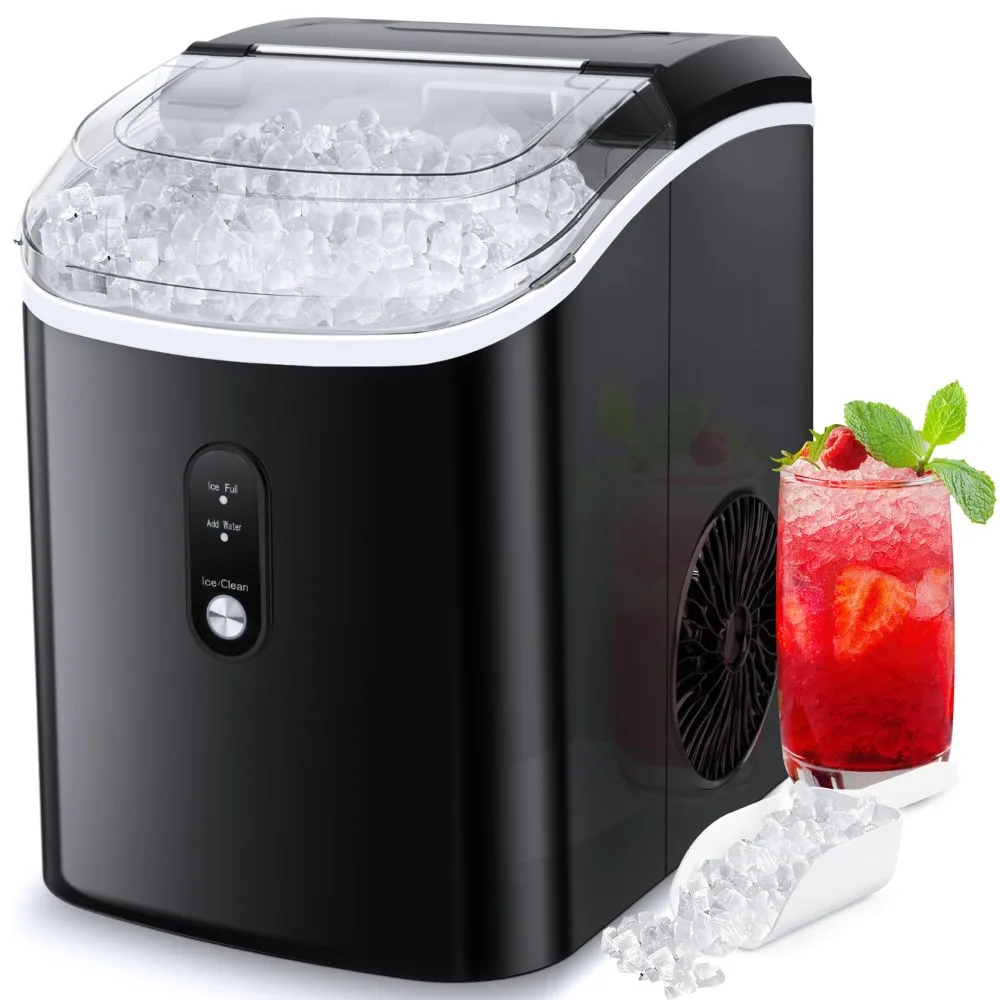 Nugget Ice Maker Countertop, Chewable Pebble Ice 34Lbs Per Day, Crunchy Pellet Ice Cubes Maker Machine