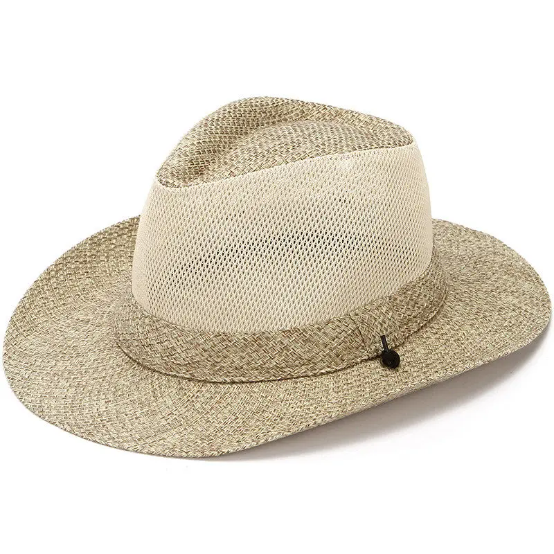 Summer Hat For Man Sun Hat Leisure Outdoor Mesh Formal Hat Breathable And Cool Women Seaside Holiday Wide Brim Sunshade StrawHat