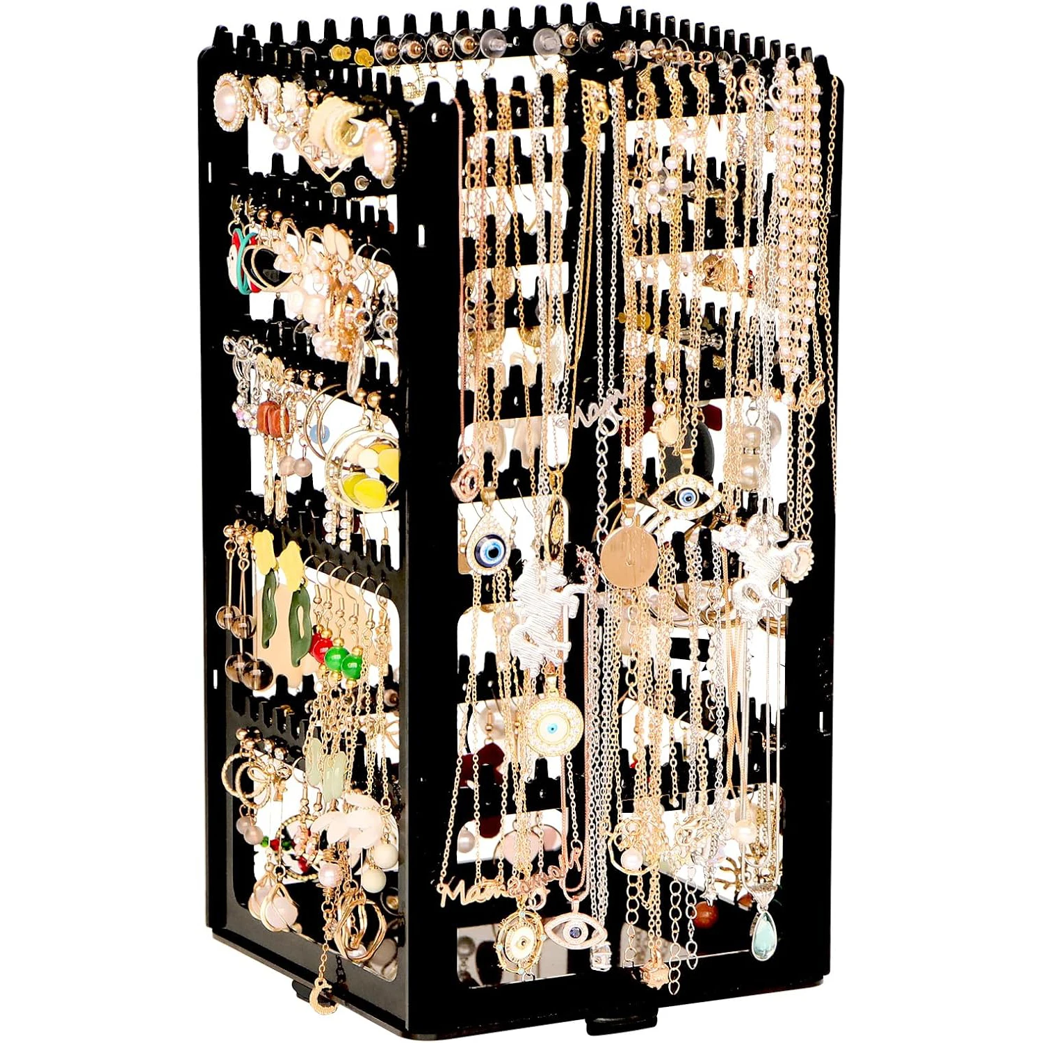 

Rotating Jewelry Display Stand Earclip Earnail Earring Storage Stand Portable Earaccessory Storage Box Hanging Necklace Stand