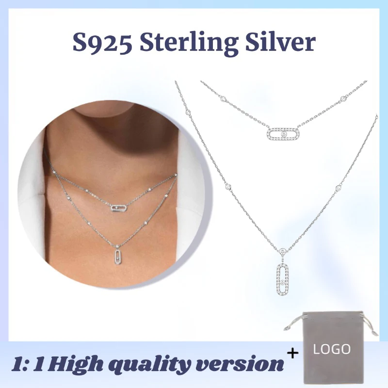 Fashion Move Uno Double layer Necklaces S925 Sterling Silver Necklace Luxury Wedding Jewelry Original High Quality