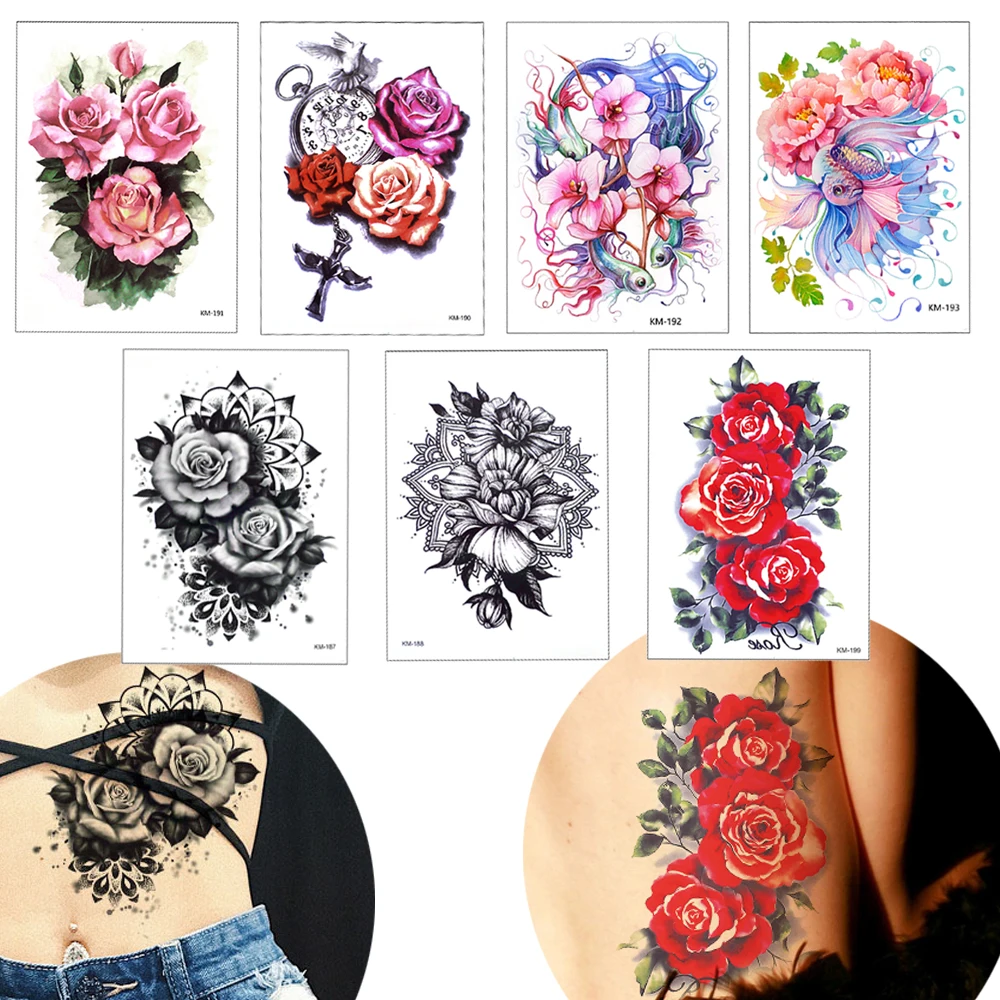 GLARYYEARS Temporary Tattoo Watercolor Animal Flower Adult Multiple False Tattoo Stickers