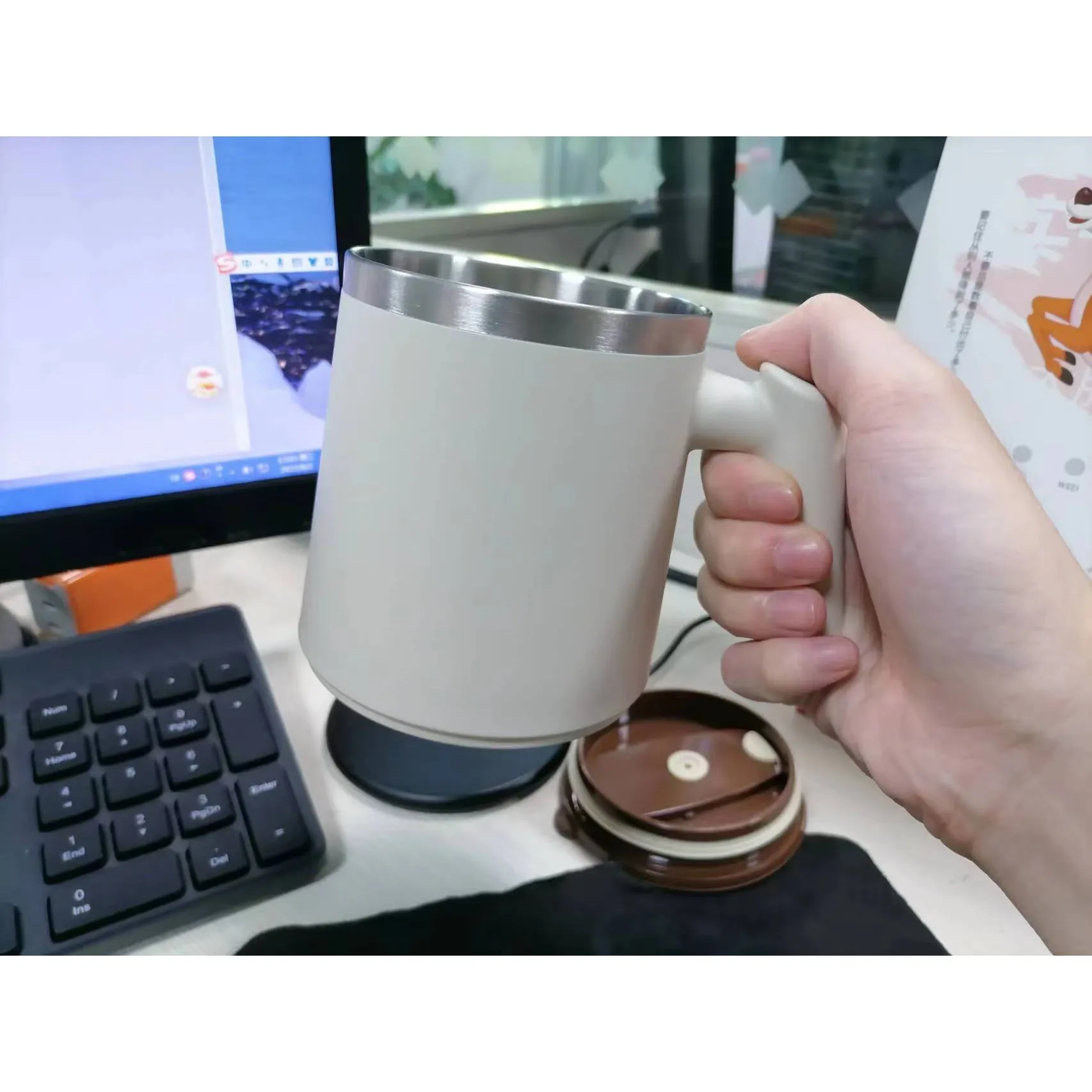 كوب ذكي بدرجة حرارة ثابتة، مستلزمات قهوة بدرجة حرارة ثابتة لمدة 24 ساعة 50 درجة، كوب قهوة