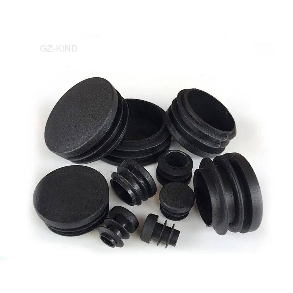 4 pcs Round Plastic Black Caps Pipe Caps Tubular Inserts Bung Plug 12/14/16/19/20/25/28/30/32/35/40/42/45/48/50mm