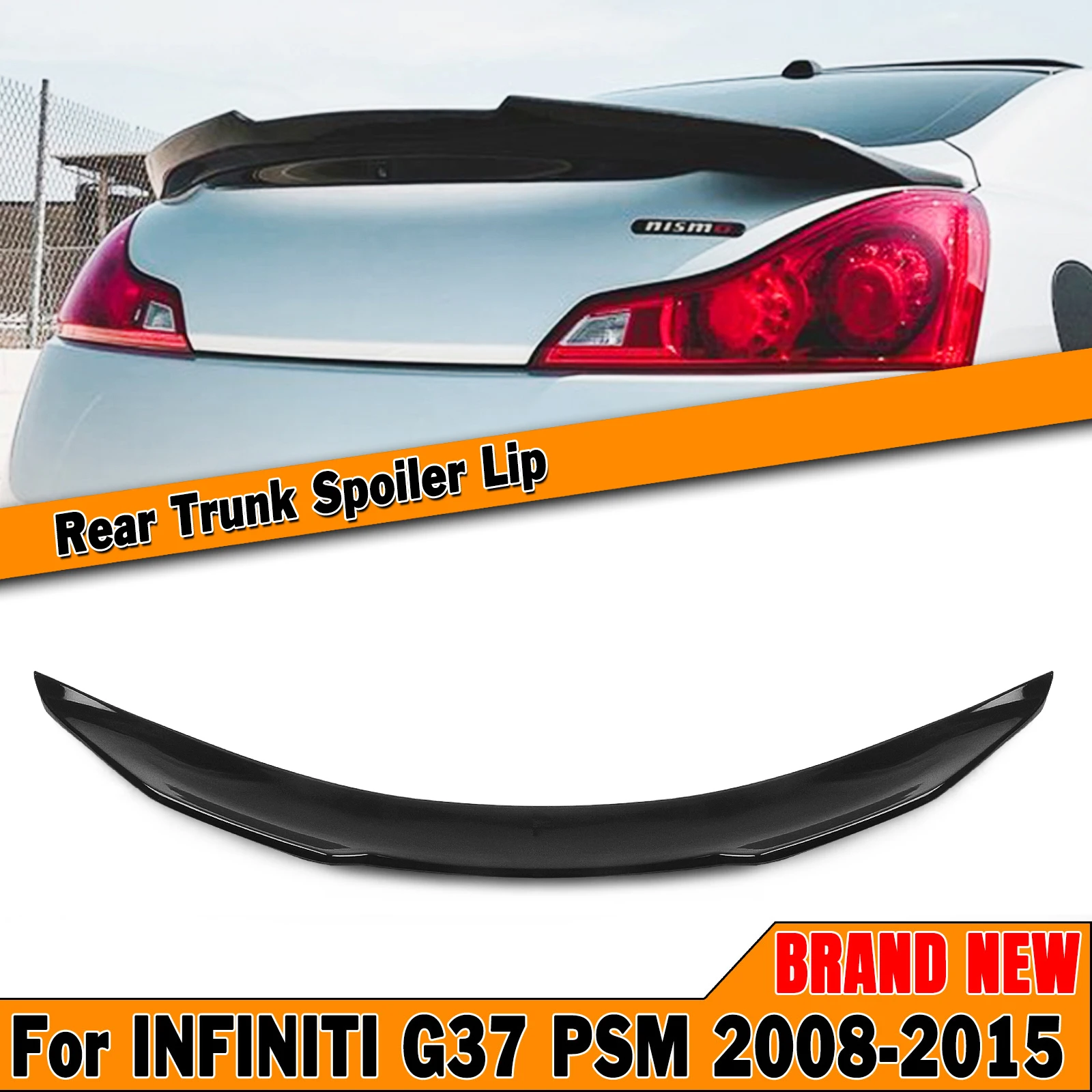 

For Infiniti G37 G25 G35 Q40 Q60 2 Door Coupe 2008-2015 PSM Gloss Black/Carbon Fiber Look Rear Trunk Spoiler Wing Splitter Lip