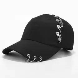 Czapka z daszkiem z okrągłym pierścieniem Czapki z daszkiem dla kobiet Mężczyźni Unisex Hip Hop Czarny Biały Regulowany Jednolity Kolor Kpop Casual New