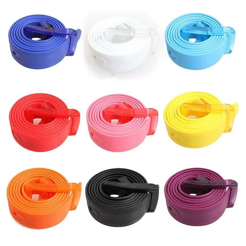 3.5x116cm High Quality Silicone Belt For Men And Women Universal Plastic Buckle Candy Colored Belt