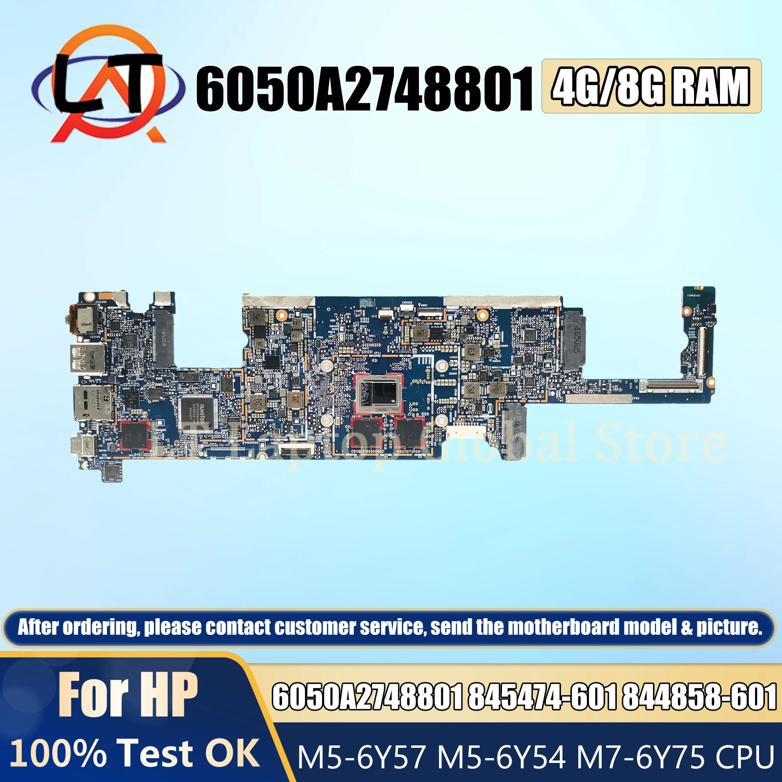 

6050A2748801 Laptop Motherboard For HP 6050A2748801 Laptop Motherboard M5-6Y54 M5-6Y57 M7-6Y75 CPU 4G/8G-RMB