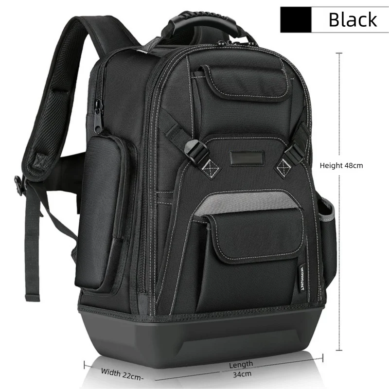 

Professional OEM Waterproof Tool Backpack-Heavy-Duty 600D Oxford Electrician Bag Adjustable Strap Multiple Zippered Compartments