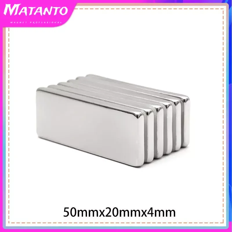 

5/10Pcs 50x20x4mm NdFeB Strong Rare Earth Magnet Block Rectangular Neodymium Magnets N35 Strip Magnetic