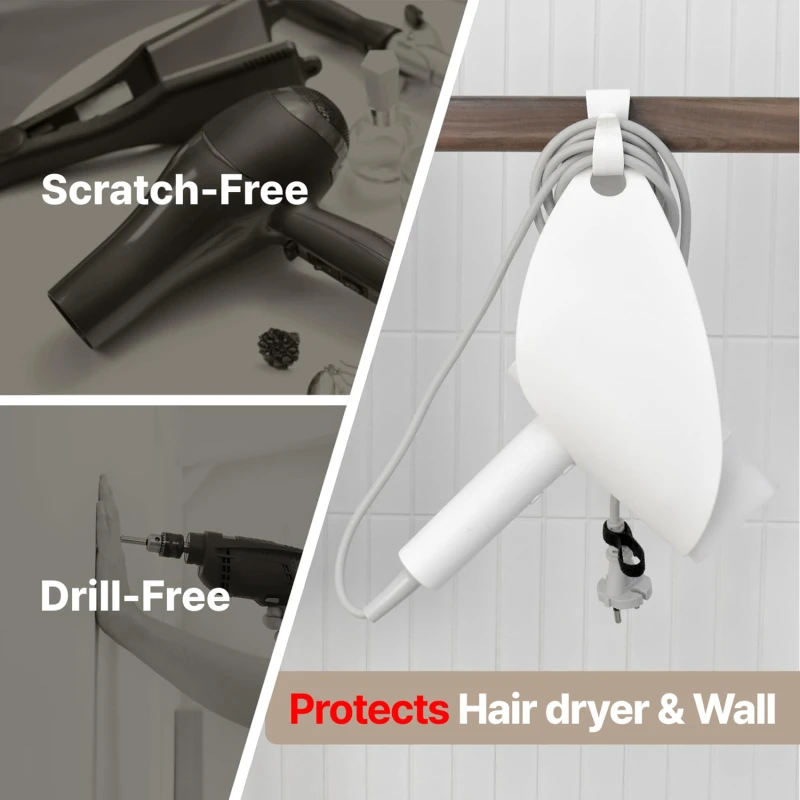 Hair Dryer Holder Wall Hanging Non Punching Hair Straightener Dryer Hair Stand Bathroom Organizer Shelves Storage Hanging Rack