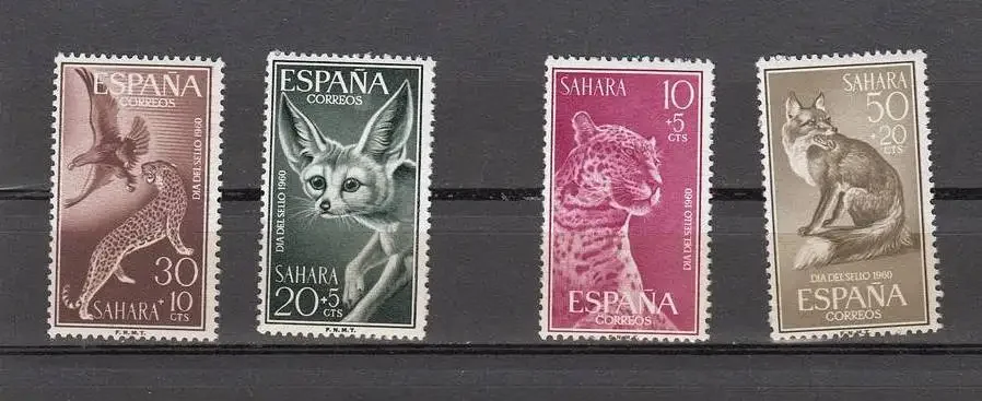 4Pcs/Set New Spain Sahara Post Stamp 1960 Wild Animals Sculpture Stamps MNH