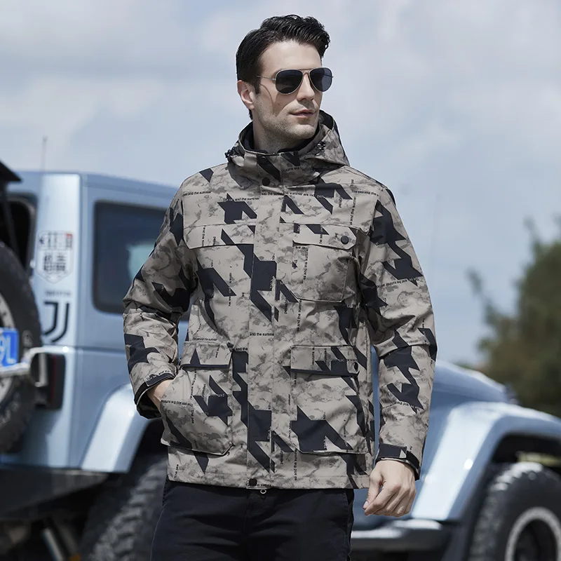 

Мужской ветрозащитный плащ 3-в-1 с флисовой подкладкой, комплект всепогодной защитной куртки для пеших прогулок, кемпинга и повседневной поездок на работу