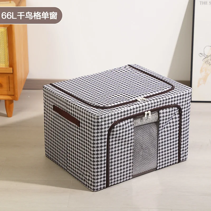 

Clothes Storage Box Oxford Cloth Waterproof Steel Frame Transparent Folding Wardrobe Car Quilt Moving
