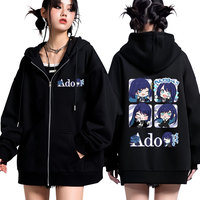 Ado Anime Double-sided Print Zipper Hoodies Women Men Autumn Winter Casual Harajuku Fashion Fleece Aesthetics Jacket Hoodies