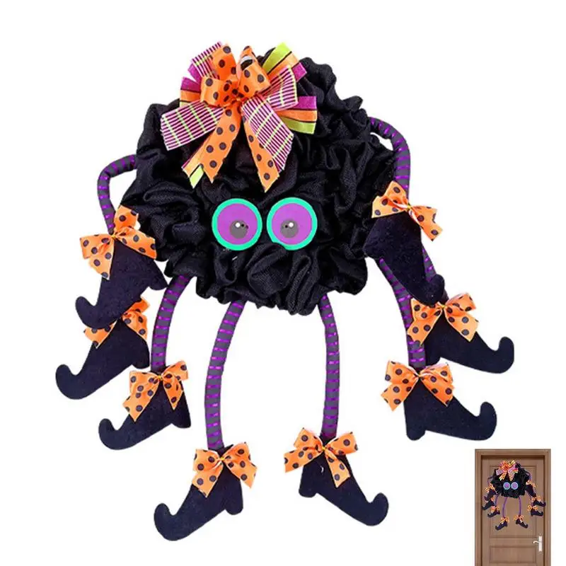 Halloween Wreath Door Decorations Horror Witch Wreath With Legs Spider Witch Wreath Spooky Halloween Party Supplies Wall Outdoor