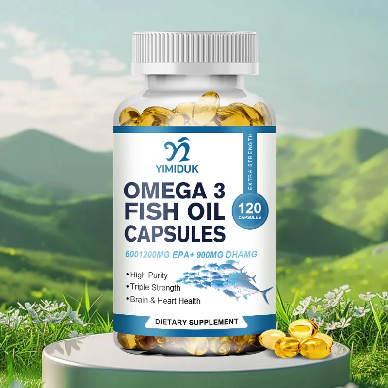 Omega-3 Fish Oil Capsules, Support  Cardiovascular System, Protects Eye Fatigue, Cognitive Function, & Learning Ability