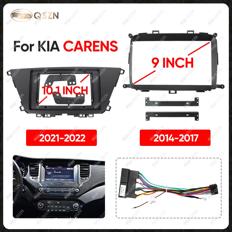 9/10.1 Inch Car Radio Fascia Frame GPS Android Multimedia Video Playe Navigation Harness Cable For KIA CARENS Matten Black