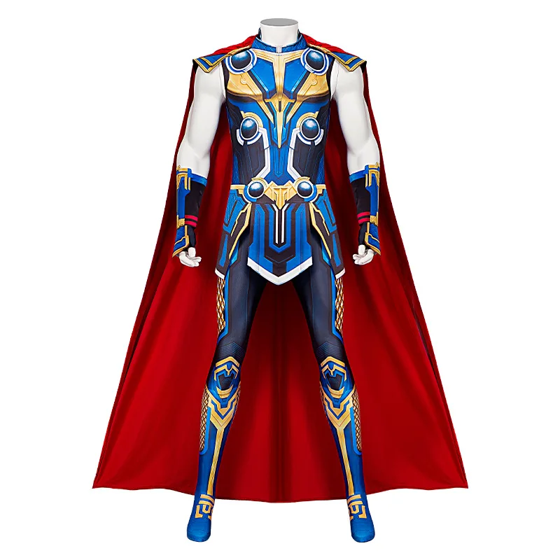 Superhero Thor Love and Thunder Cosplay Costume for Adult Men Armor Props with Cape Halloween Carnival Role Play Full Suit