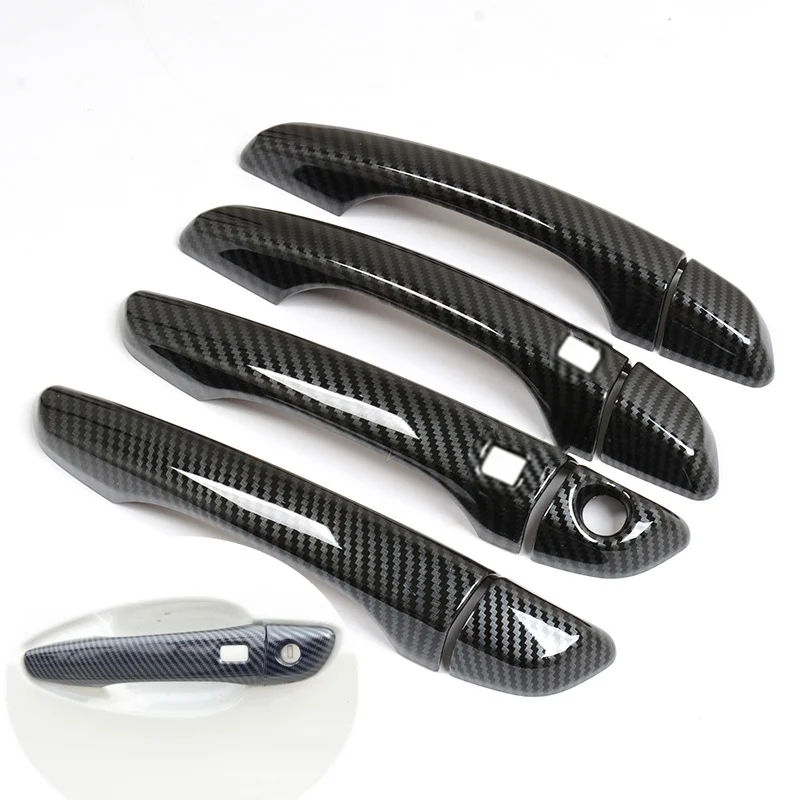 Chrome Carbon Fiber Car Door Handle Cover Trim Sticker For Peugeot Rifter Partner 2018 2019 2020 2021 Styling Accessories