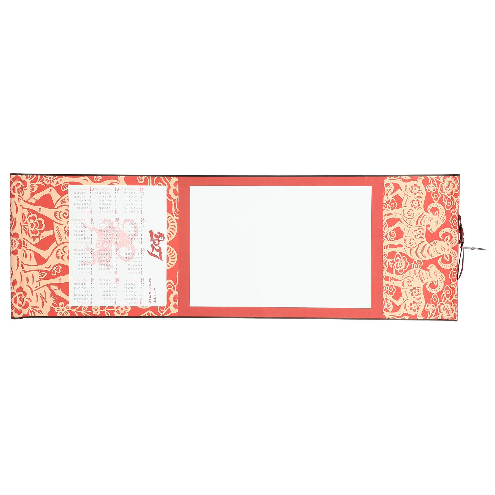 2027 Blank Scroll Wall Calendar Traditional Calligraphy Practice Lunar Zodiac Art Calendar Scroll Year Planner