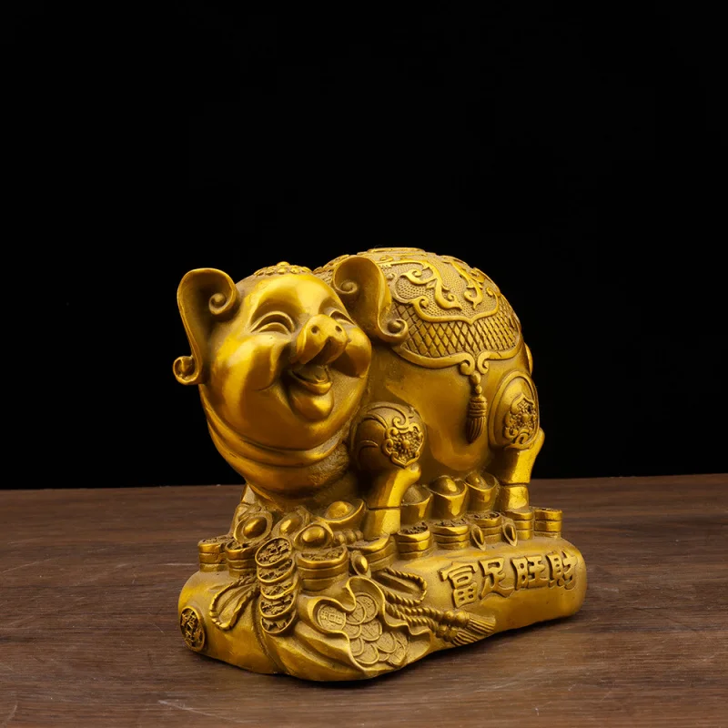 Brass Golden Piggy Bank Ornament, A Fortune Pig Box That Allows Money To Go In Out, Suitable For Home And Office F