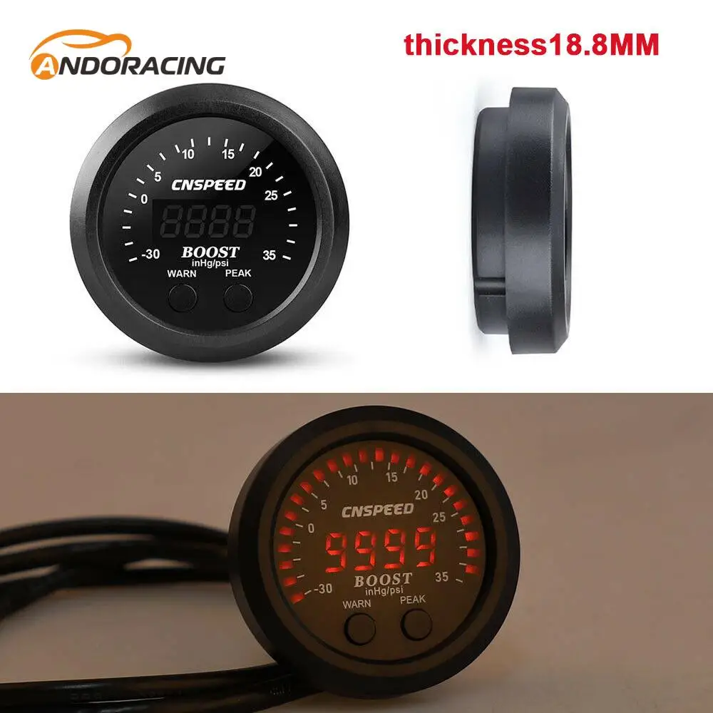 

52mm Digital Electronic Turbo Boost Gauge -30-35 inHg psi Ultra-Thin High Performance Turbo Boost Meter Vacuum Gauge Led Display