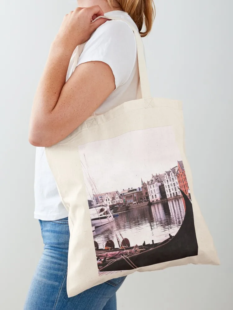 

alesund Tote Bag Beach bag tote bags aesthetic Portable shopping bag Canvas stote