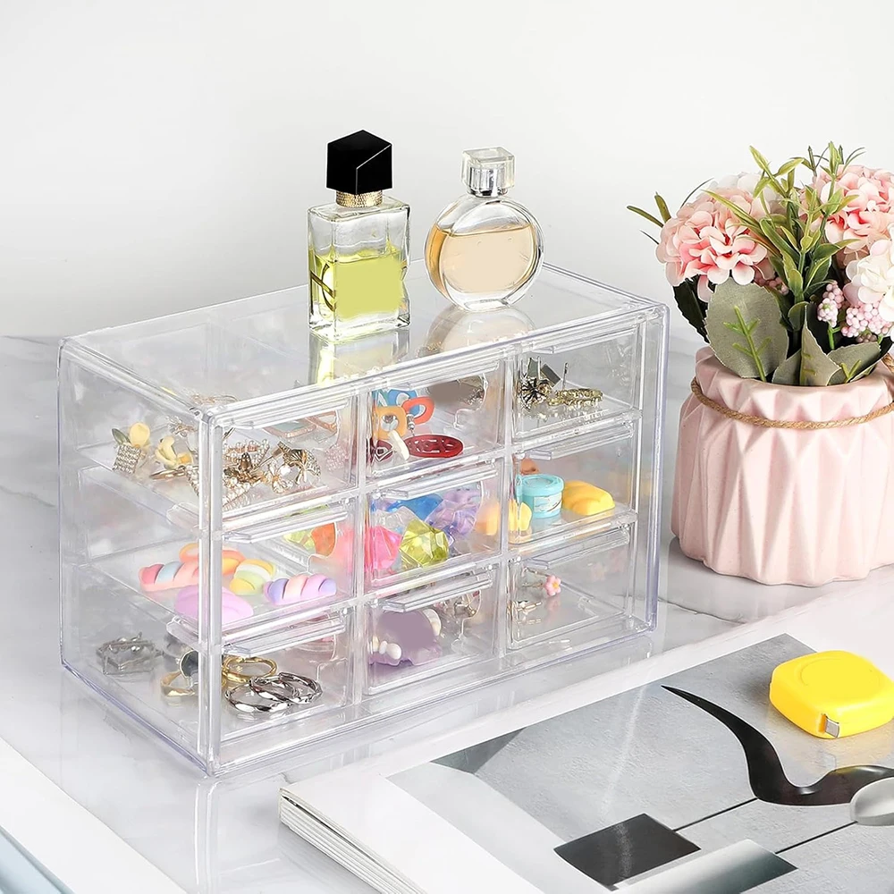 Transparent Jewelry Storage Boxes Organizer Necklace Ring Stackable Organizer Jewelry Accessory Makeup Storage Box Display Case