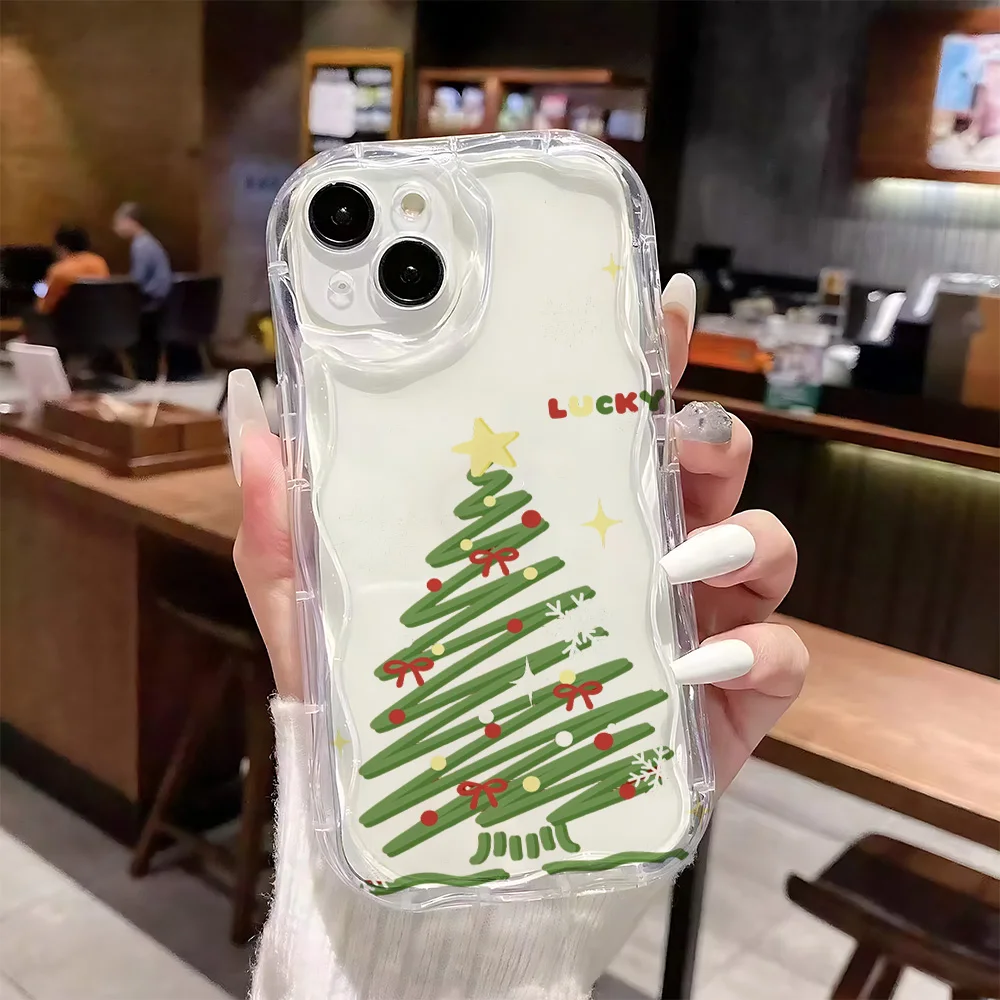 شجرة عيد الميلاد للصدمات جراب هاتف آيفون 17 16 15 14 13 12 11 برو Xs ماكس الهواء 16e 7 8 6 6s زائد XR SE 2020 2022 غطاء #4