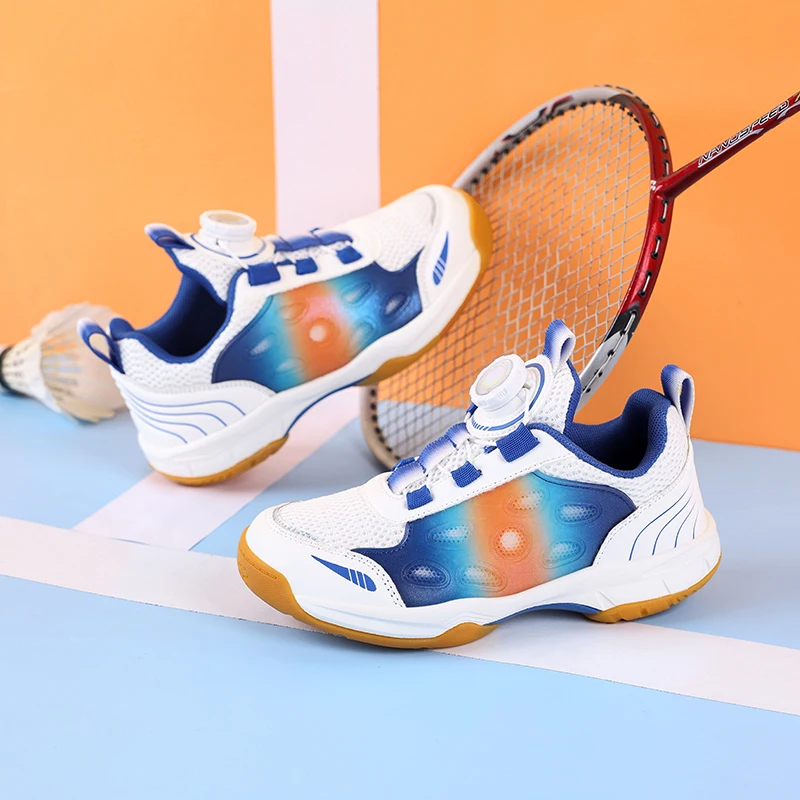 Children's Badminton Shoes, Mesh Breathable Men's and Girls' Universal Tennis Shoes, Quick Lace Up Lightweight Training Shoes