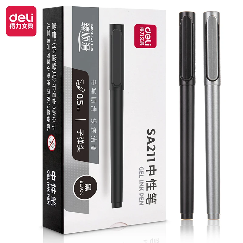 

3Pcs DELI SA211 Neutral Pen 0.5mm Smooth Black Ink Supplies School Office Stationery