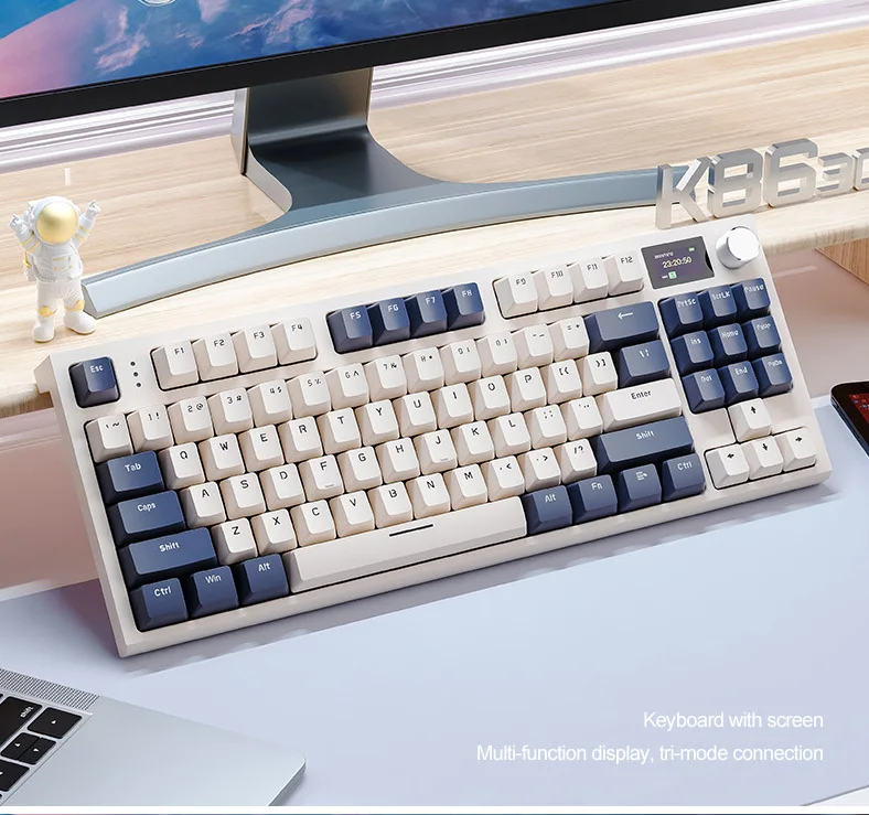 

Attack Shark K86 Tri-mode RGB Bluetooth 2.4G Wired Luminescent Display Customized Hot-swappable Mechanical Keyboard Games PBT