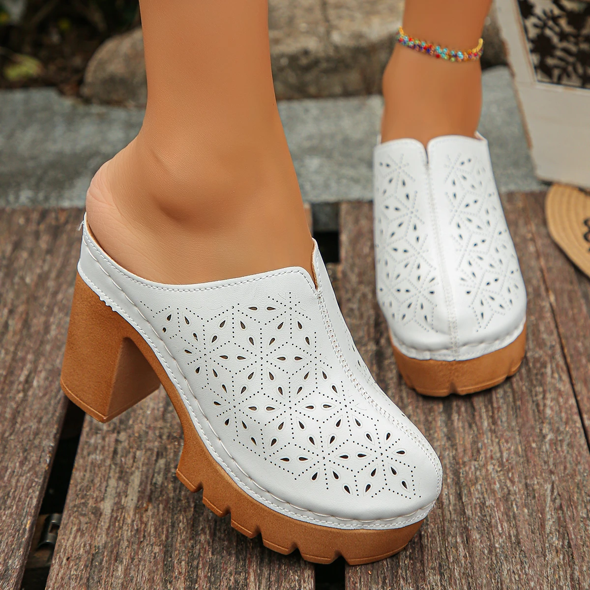 

Женские босоножки на высоком каблуке, удобные легкие сандалии, тапочки на толстом каблуке с закрытым носком, женские туфли-лодочки в стиле ретро с круглым носком