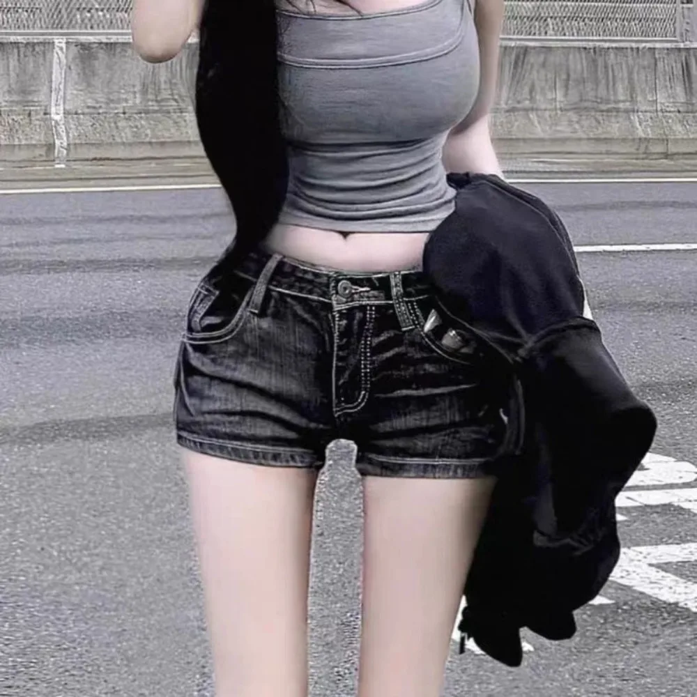 Vintage Small Fellow New American Mujer Pantalones Casual All-match Trendy Short Slim Pants Spice Girls Moda Denim Shorts