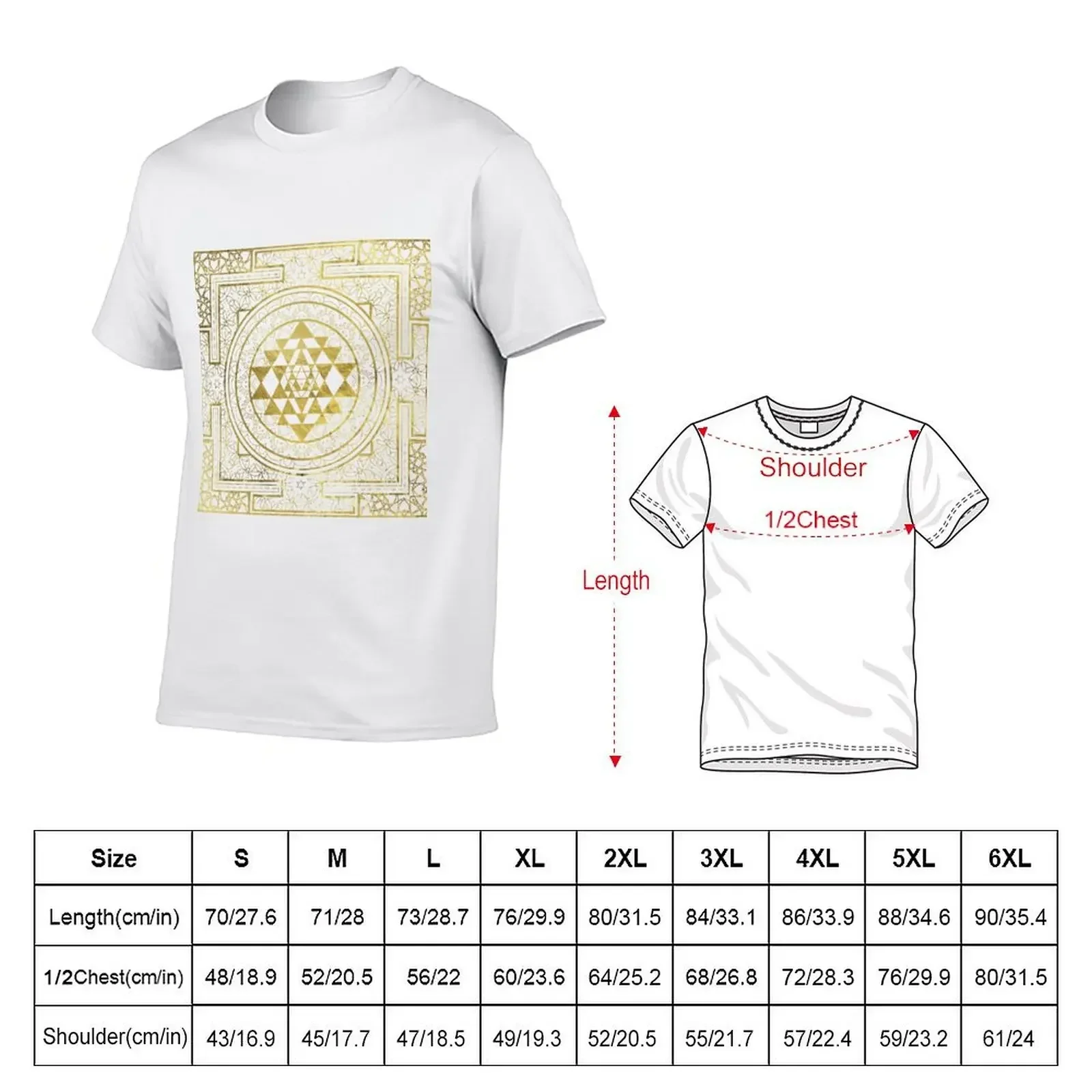 Gold Sri Yantra / Sri Chakra T-Shirt korean fashion street wear summer top tshirts for men