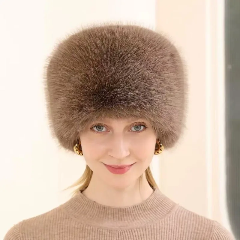 دافئ سدادات حماية الأذن الثلوج قبعة تزلج رقيق الفراء المرأة الشتاء قبعة الإناث فو الثعلب الفراء منفذها قبعة يندبروف الروسية قبعة بونيه MZr15