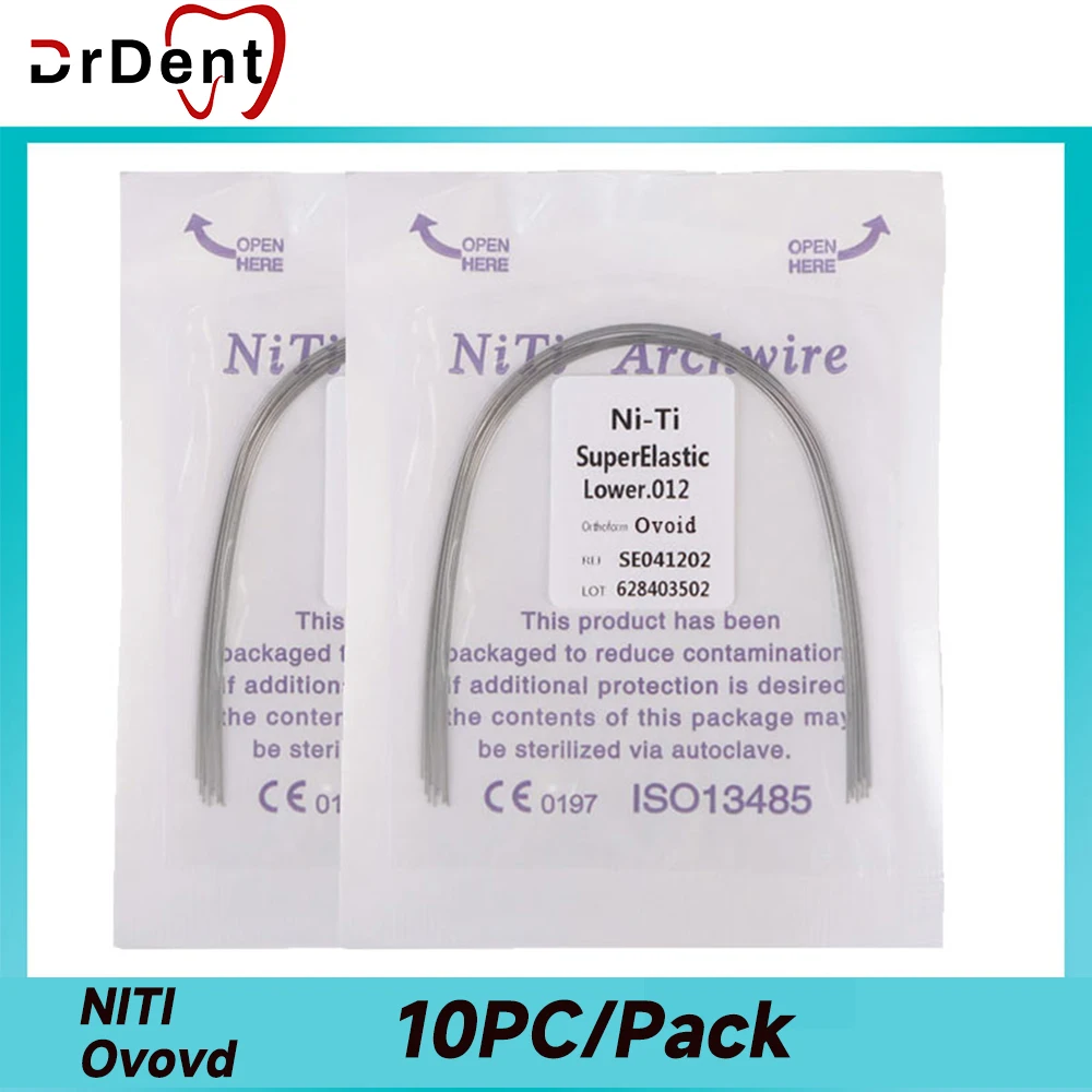 NiTi Arch Wire Brackets 10Pcs/Bag Orthodontics Brackets Ovoid Rectangular Shape Archwire for Braces Dental Super Elastic