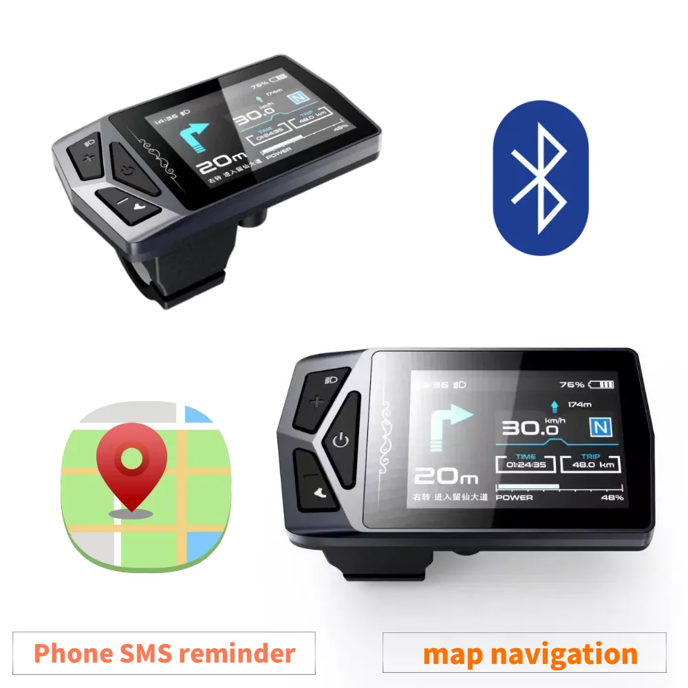 GUSTAVO E-bike color display bluetooth LCD computer call reminder map navigation For BAFANG BBS0102 G340 M510 M600 G510 M620