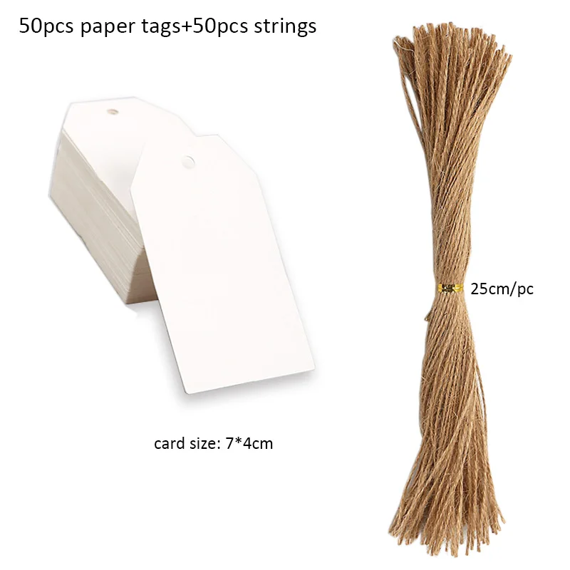 Kraft Paper Tags with Strings, 50pcs