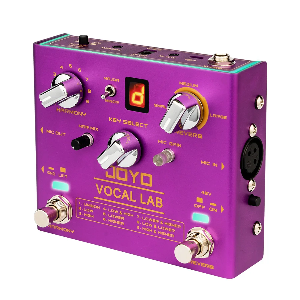JOYO R-16 VOCAL LAB Vocal Effect Pedal Support Mic Types 9 Vocal Effects with Independent Harmony and Reverb Switch